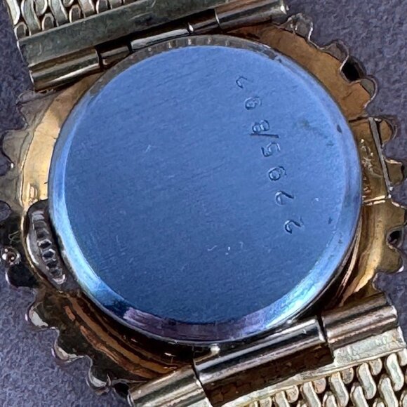 Vintage Bucherer Peek a Boo or Flip Top Gold Watch with Blue and Crystal Spinel